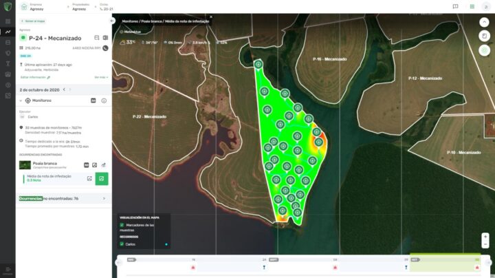 Mapa da fazenda mostrando ponto de talhão