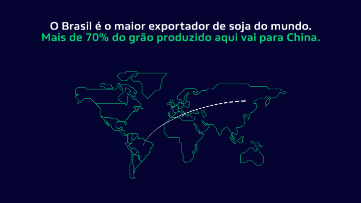 Mapa mundial mostrando que o Brasil é o maior exportador do Brasil